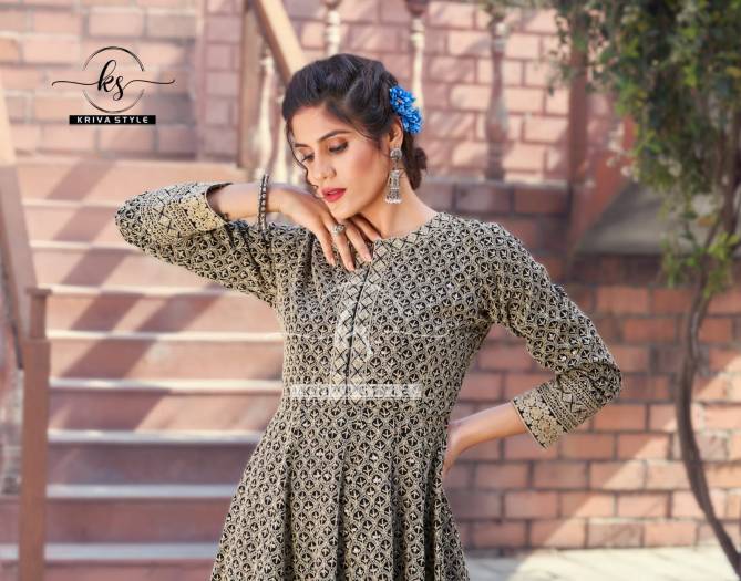 Kriva Aaina New Designer Ethnic Wear Rayon  Anarkali Kurti Collection